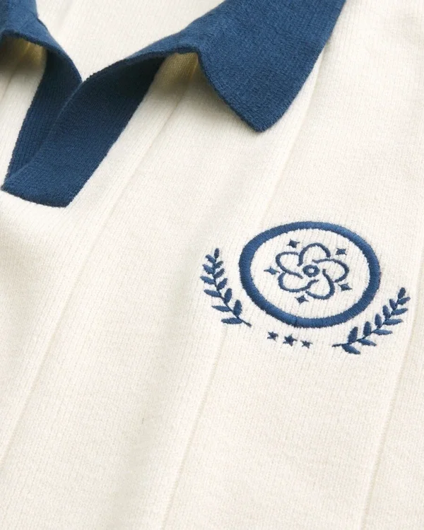 Krótki sweter polo z krótkim rękawem Krótki sweter polo z krótkim rękawem