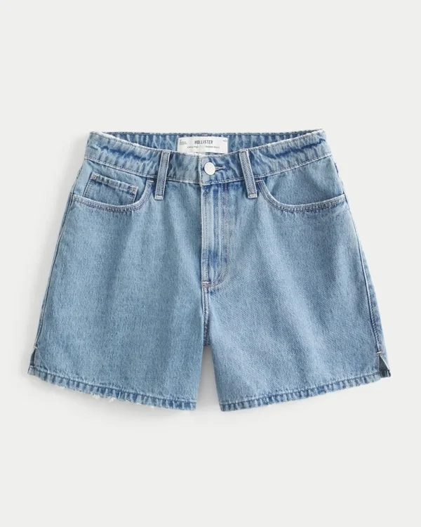 Krótkie spodenki jeansowe z wysokim stanem i średnim odcieniem 5″ Krótkie spodenki jeansowe z wysokim stanem i średnim odcieniem 5″