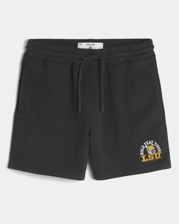 Krótkie spodenki z polaru do połowy uda z nadrukiem LSU Tigers Krótkie spodenki z polaru do połowy uda z nadrukiem LSU Tigers