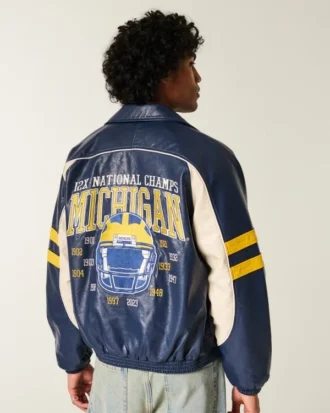 Kurtka z grafiką Wolverines Uniwersytetu Michigan z imitacji skóry Kurtka z grafiką Wolverines Uniwersytetu Michigan z imitacji skóry