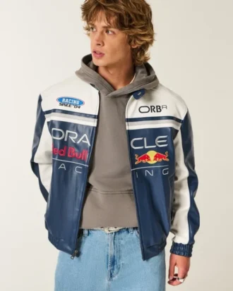 Kurtka z grafiki Oracle Red Bull Racing z imitacji skóry