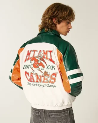 Kurtka z grafiki University of Miami Hurricanes z imitacji skóry Kurtka z grafiki University of Miami Hurricanes z imitacji skóry