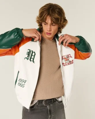 Kurtka z grafiki University of Miami Hurricanes z imitacji skóry Kurtka z grafiki University of Miami Hurricanes z imitacji skóry