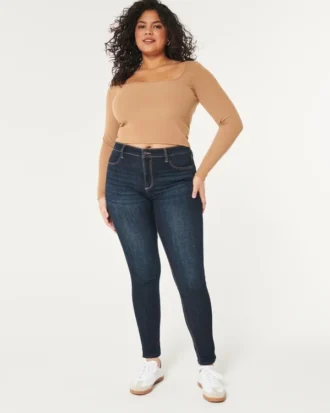 Legginsy jeansowe Curvy High-Rise Dark Wash