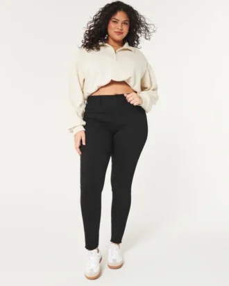 Legginsy jeansowe z wysokim stanem w kolorze czarnym