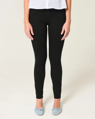 Legginsy jeansowe z wysokim stanem w kolorze czarnym