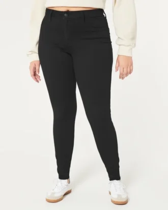 Legginsy jeansowe z wysokim stanem w kolorze czarnym