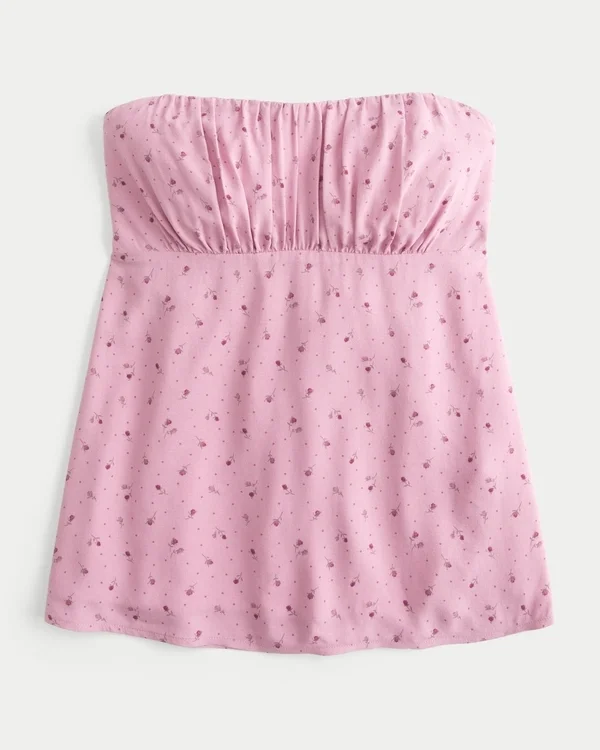 Lekka bluzka bez ramiączek typu babydoll Lekka bluzka bez ramiączek typu babydoll