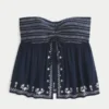 Lekka, haftowana bluzka bez ramiączek typu babydoll Lekka, haftowana bluzka bez ramiączek typu babydoll