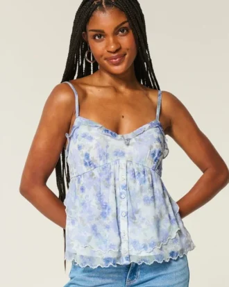 Lekka szyfonowa bluzka typu babydoll