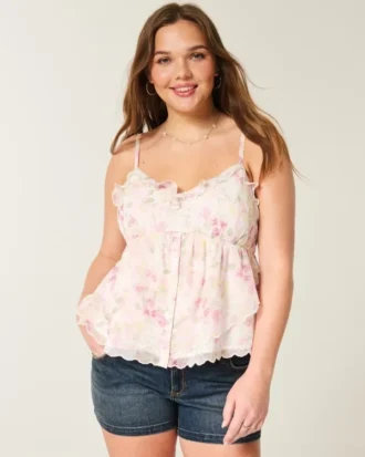 Lekka szyfonowa bluzka typu babydoll