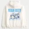 Luźna bluza z kapturem z nadrukiem Manchester City