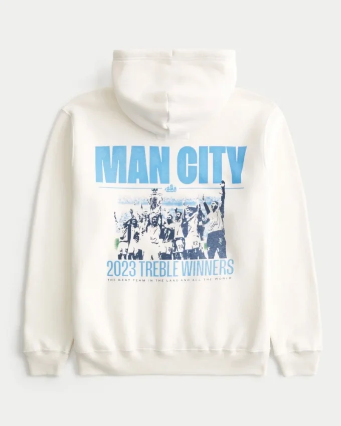 Luźna bluza z kapturem z nadrukiem Manchester City