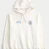 Luźna bluza z kapturem z nadrukiem Manchester City
