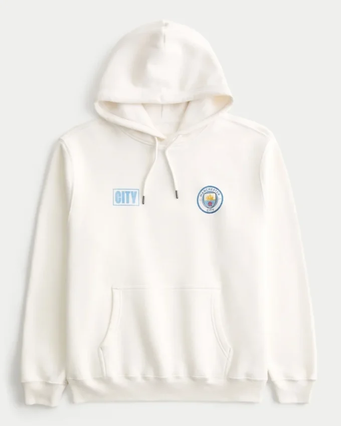 Luźna bluza z kapturem z nadrukiem Manchester City