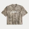 Luźna, gruba koszulka z nadrukiem Dodge Graphic Camo