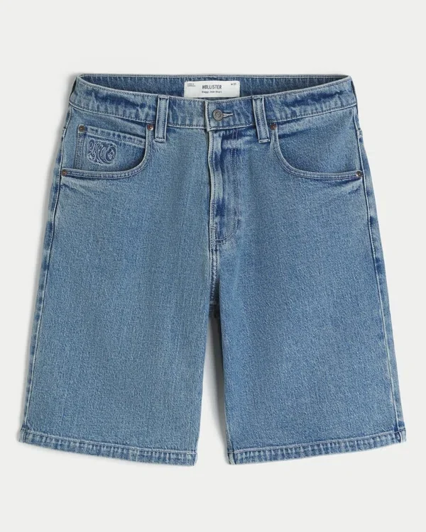 Luźne szorty jeansowe z haftowanym logo Luźne szorty jeansowe z haftowanym logo