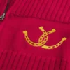 Luźny sweter z zamkiem błyskawicznym i nadrukiem podkowy Luźny sweter z zamkiem błyskawicznym i nadrukiem podkowy