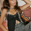 Marszczona, błyszcząca bluzka typu babydoll Marszczona, błyszcząca bluzka typu babydoll
