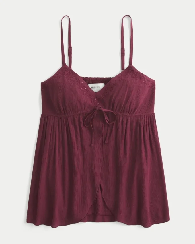 Marszczona, błyszcząca bluzka typu babydoll Marszczona, błyszcząca bluzka typu babydoll