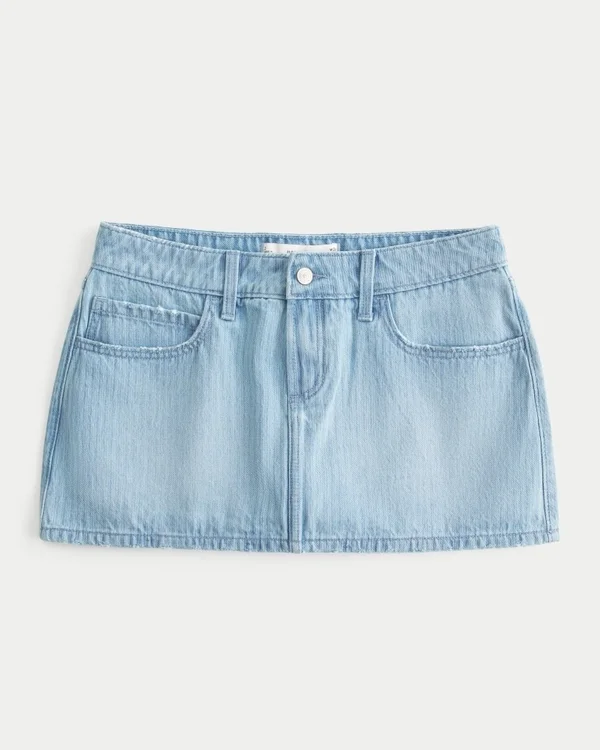 Mini spódniczka jeansowa z niskim stanem i paskami w stylu kolejowym Mini spódniczka jeansowa z niskim stanem i paskami w stylu kolejowym