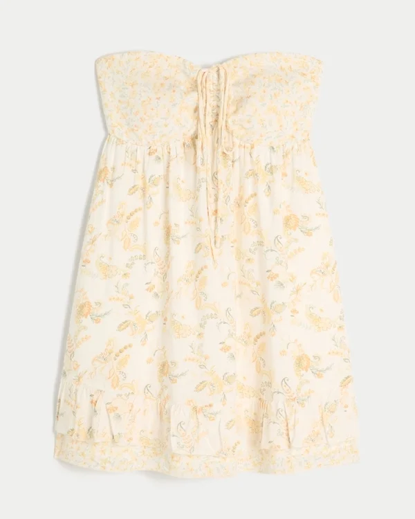 Mini sukienka babydoll bez ramiączek z falbanami Mini sukienka babydoll bez ramiączek z falbanami