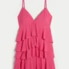 Mini sukienka babydoll z falbanami i dekoltem w szpic Mini sukienka babydoll z falbanami i dekoltem w szpic