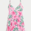 Mini sukienka babydoll z falbanami i dekoltem w szpic Mini sukienka babydoll z falbanami i dekoltem w szpic