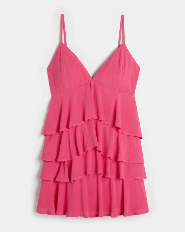 Mini sukienka babydoll z falbanami i dekoltem w szpic Mini sukienka babydoll z falbanami i dekoltem w szpic