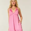 Mini sukienka babydoll z wykończeniem sznurkowym Mini sukienka babydoll z wykończeniem sznurkowym