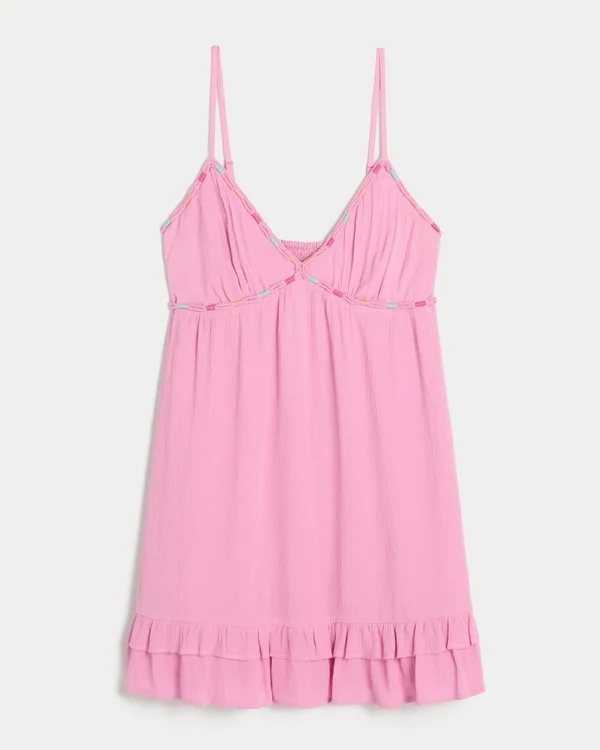 Mini sukienka babydoll z wykończeniem sznurkowym Mini sukienka babydoll z wykończeniem sznurkowym