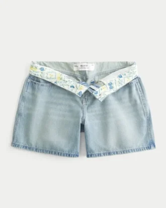 Niskie, jasne, podwinięte w pasie, luźne szorty jeansowe 5″ Niskie, jasne, podwinięte w pasie, luźne szorty jeansowe 5″