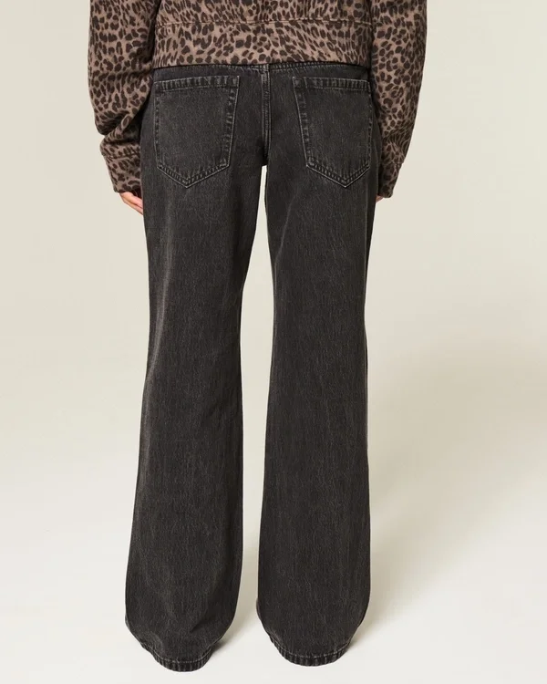 Niskie, prane czarne jeansy baggy Niskie, prane czarne jeansy baggy