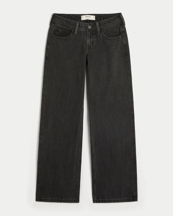 Niskie, prane czarne jeansy baggy Niskie, prane czarne jeansy baggy