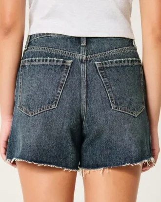 Obcisłe szorty jeansowe z wysokim stanem, ciemny kolor, 5″