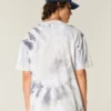 Okrągły kołnierzyk Gruba bawełniana koszulka z nadrukiem tie-dye Okrągły kołnierzyk Gruba bawełniana koszulka z nadrukiem tie-dye