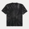 Okrągły kołnierzyk Gruba bawełniana koszulka z nadrukiem tie-dye Okrągły kołnierzyk Gruba bawełniana koszulka z nadrukiem tie-dye