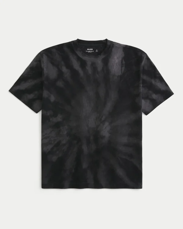 Okrągły kołnierzyk Gruba bawełniana koszulka z nadrukiem tie-dye Okrągły kołnierzyk Gruba bawełniana koszulka z nadrukiem tie-dye