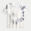 Okrągły kołnierzyk Gruba bawełniana koszulka z nadrukiem tie-dye Okrągły kołnierzyk Gruba bawełniana koszulka z nadrukiem tie-dye