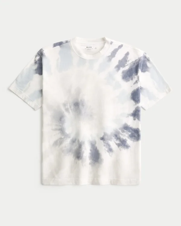 Okrągły kołnierzyk Gruba bawełniana koszulka z nadrukiem tie-dye Okrągły kołnierzyk Gruba bawełniana koszulka z nadrukiem tie-dye