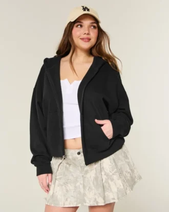 Oversize’owa bluza z kapturem i zamkiem błyskawicznym