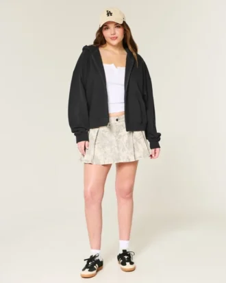 Oversize’owa bluza z kapturem i zamkiem błyskawicznym