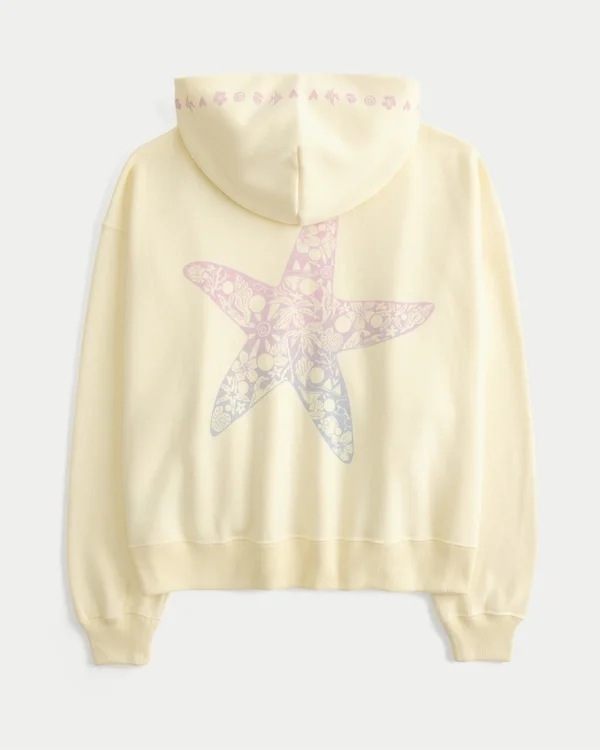 Oversize’owa bluza z kapturem i zamkiem błyskawicznym z nadrukiem rozgwiazdy Oversize’owa bluza z kapturem i zamkiem błyskawicznym z nadrukiem rozgwiazdy
