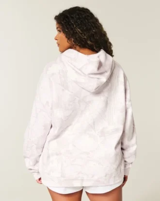 Oversize’owa bluza z kapturem w różowy kamuflaż