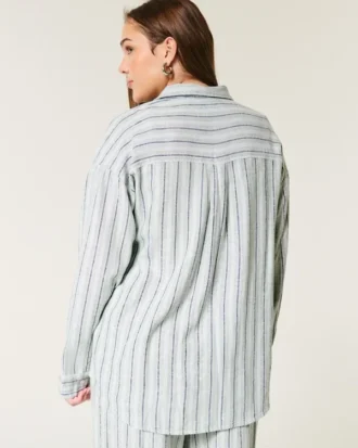 Oversize’owa koszula z mieszanki lnu