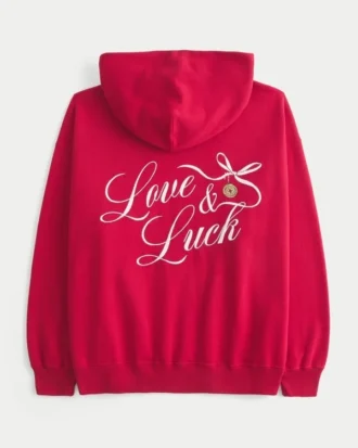 Oversized bluza z kapturem z nadrukiem Good Luck Charm
