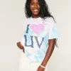 Oversized koszulka z nadrukiem Tie-Dye I Heart UV Oversized koszulka z nadrukiem Tie-Dye I Heart UV
