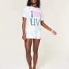 Oversized koszulka z nadrukiem Tie-Dye I Heart UV Oversized koszulka z nadrukiem Tie-Dye I Heart UV