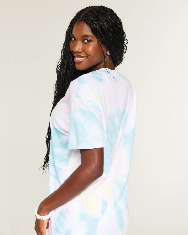 Oversized koszulka z nadrukiem Tie-Dye I Heart UV Oversized koszulka z nadrukiem Tie-Dye I Heart UV