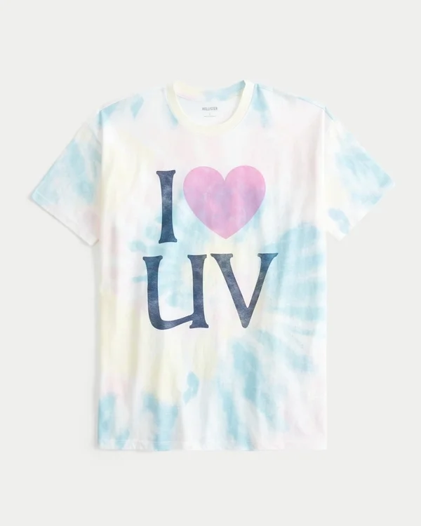 Oversized koszulka z nadrukiem Tie-Dye I Heart UV Oversized koszulka z nadrukiem Tie-Dye I Heart UV